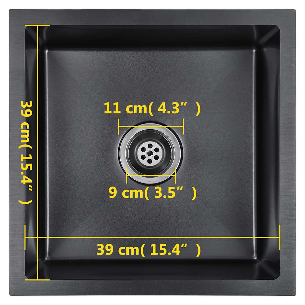 Handgefertigte Küchenspüle aus schwarzem Edelstahl