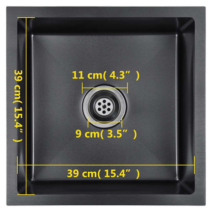 Handgefertigte Küchenspüle aus schwarzem Edelstahl