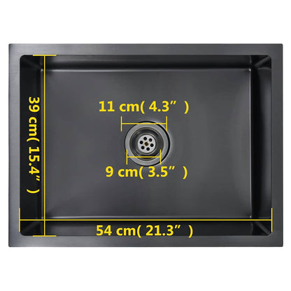 Handgefertigte Küchenspüle aus schwarzem Edelstahl