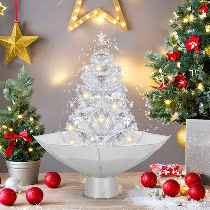 Albero di Natale con Neve e Base a Ombrellone Bianco 75 cm