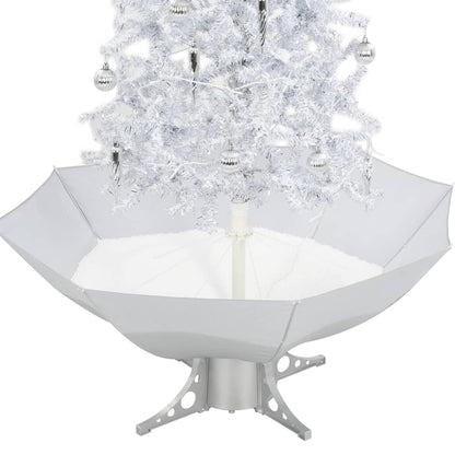 Albero di Natale con Neve e Base a Ombrellone Bianco 170 cm