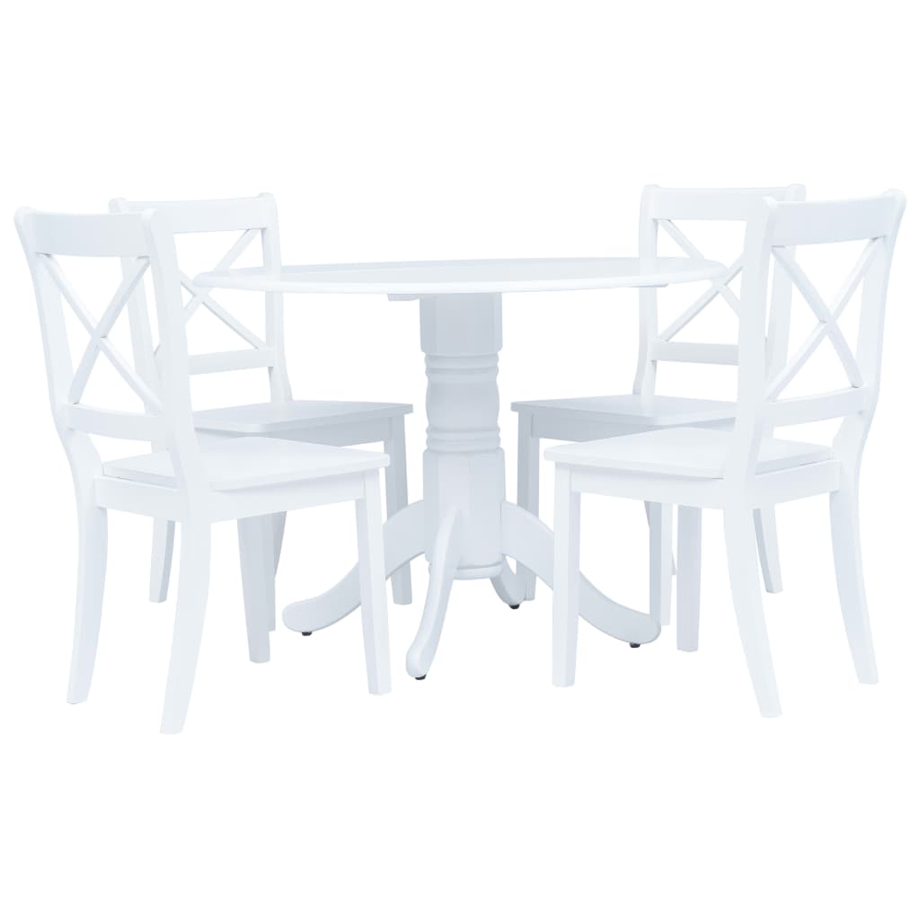 Set da Pranzo 5 pz in Legno Massello di Hevea Bianco - homemem39