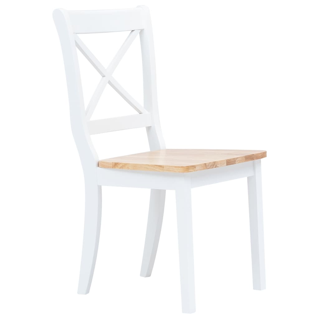 Set da Pranzo 5 pz in Legno Massello di Hevea Bianco e Marrone