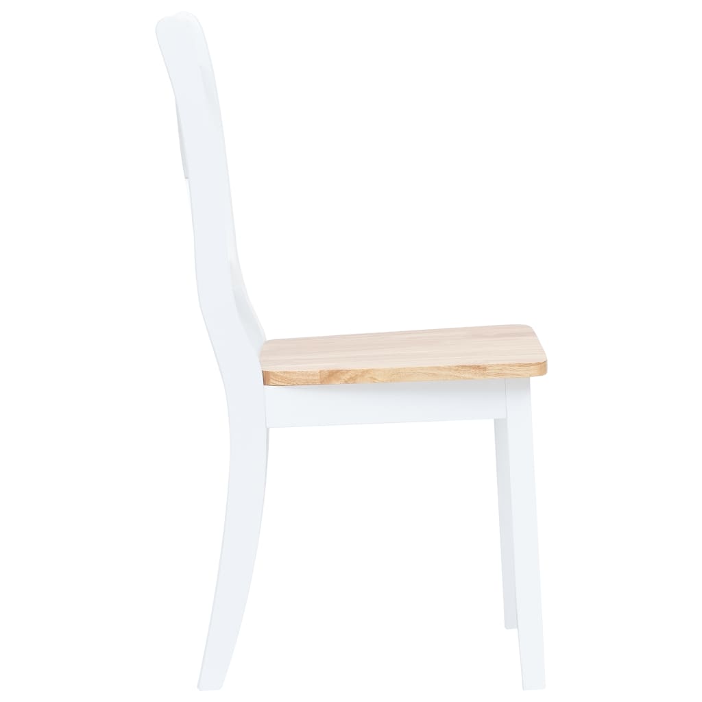 Set da Pranzo 5 pz in Legno Massello di Hevea Bianco e Marrone