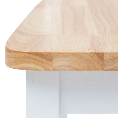 Set da Pranzo 5 pz in Legno Massello di Hevea Bianco e Marrone