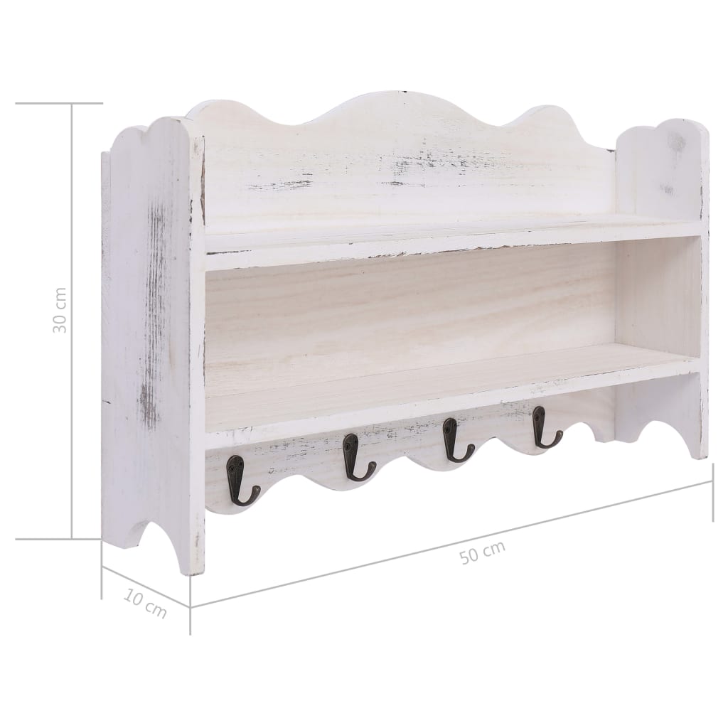 Appendiabiti a Muro Bianco 50x10x30 cm in Legno - homemem39