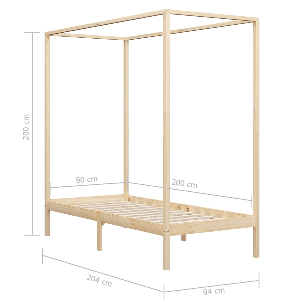 Giroletto a Baldacchino in Legno Massello di Pino 90x200 cm - homemem39