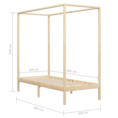 Giroletto a Baldacchino in Legno Massello di Pino 100x200 cm - homemem39