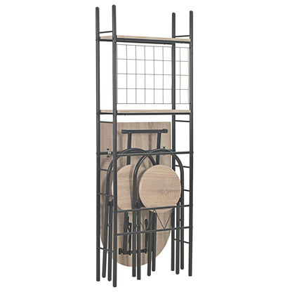 Set Tavolo e Sedie Pieghevoli con Scaffale 3 pz MDF e Acciaio - homemem39