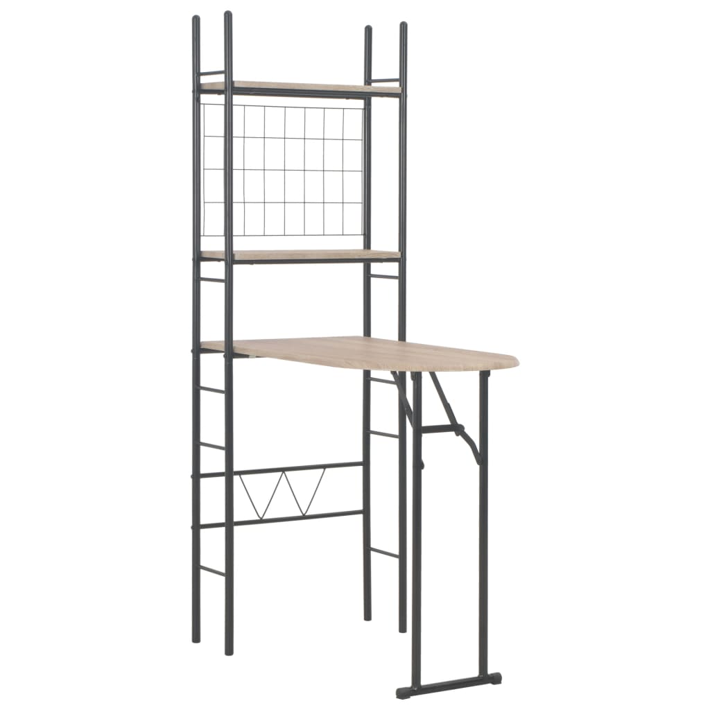 Set Tavolo e Sedie Pieghevoli con Scaffale 3 pz MDF e Acciaio - homemem39