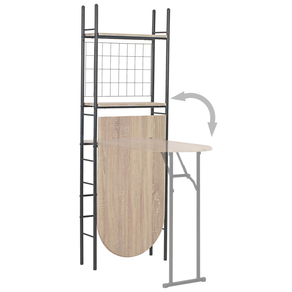 Set Tavolo e Sedie Pieghevoli con Scaffale 3 pz MDF e Acciaio - homemem39