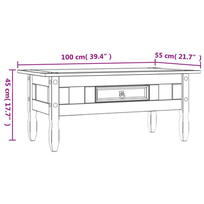 Tavolino Caffé Pino Messicano Corona Range Grigio 100x55x44 cm - homemem39