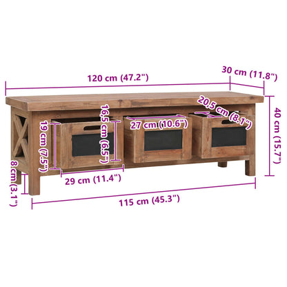 Mobile Porta TV con 3 Cassetti 120x30x40 cm Massello di Mogano