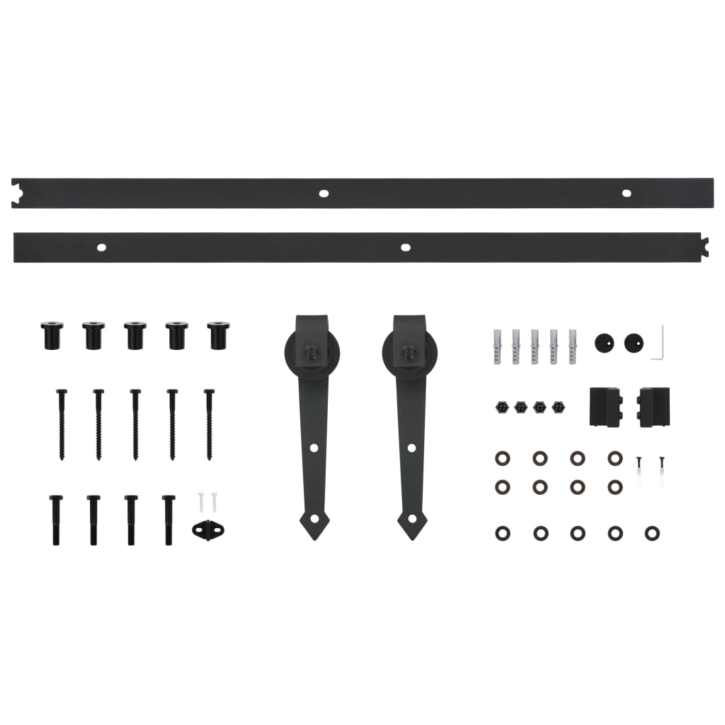 Kit di Binari per Porte Scorrevoli SKIEN 200 cm Acciaio Nero - homemem39