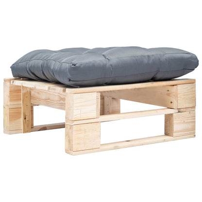 Ottomana Pallet da Giardino con Cuscino Grigio Legno Naturale