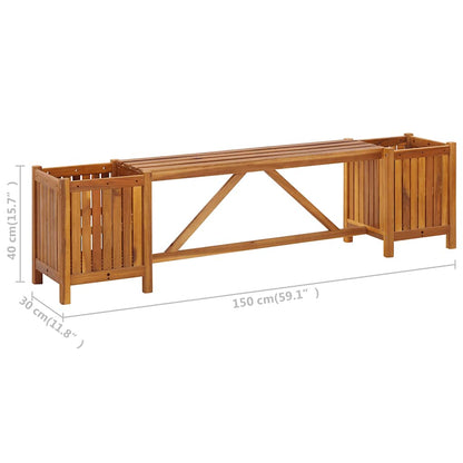 Panca Giardino con 2 Fioriere 150x30x40cm Legno Massello Acacia - homemem39