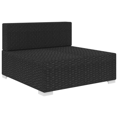 Seduta Centrale Modulare 1 pz con Cuscini in Polyrattan Nero - homemem39