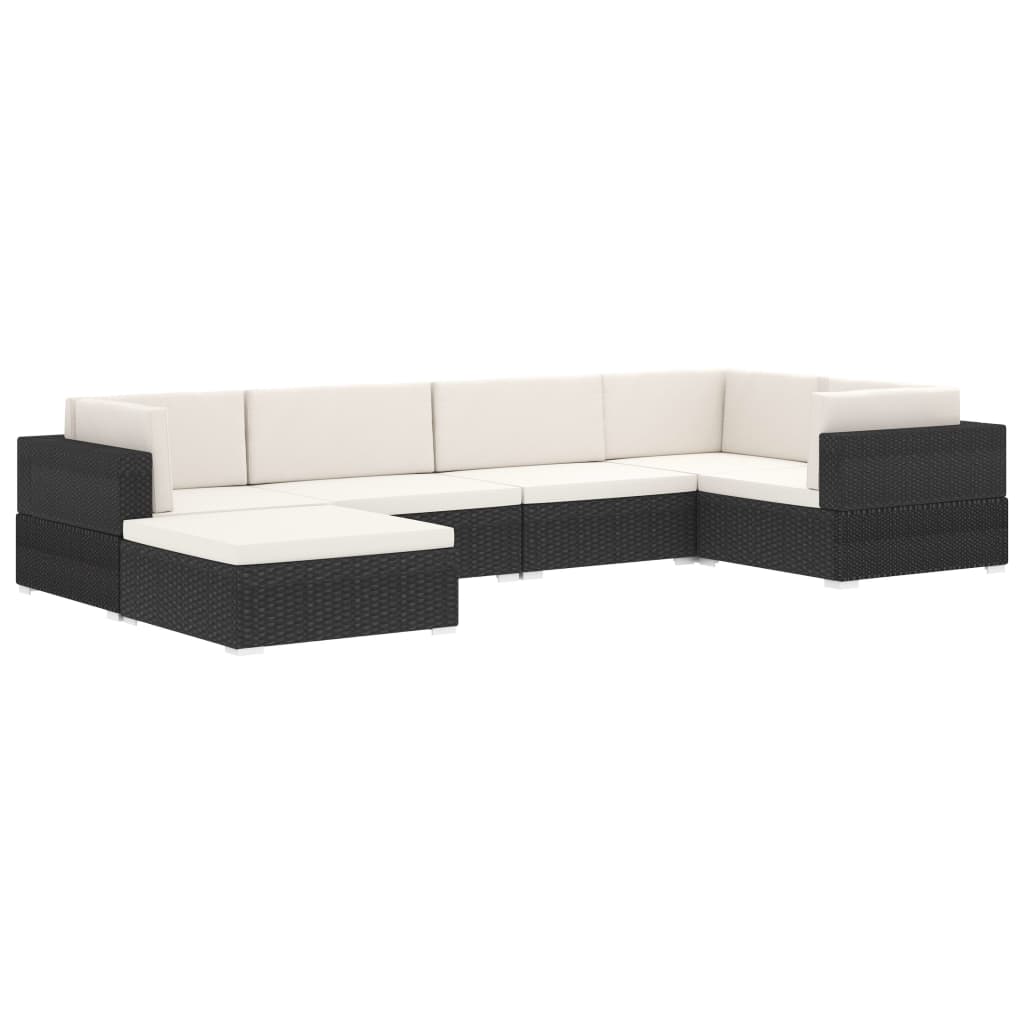 Seduta Centrale Modulare 1 pz con Cuscini in Polyrattan Nero - homemem39