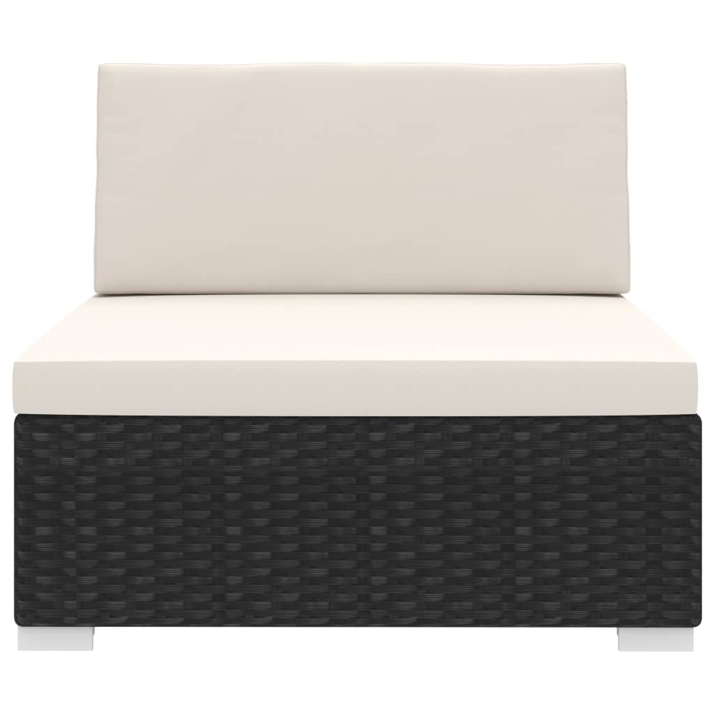 Seduta Centrale Modulare 1 pz con Cuscini in Polyrattan Nero - homemem39