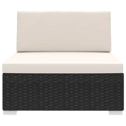 Seduta Centrale Modulare 1 pz con Cuscini in Polyrattan Nero - homemem39