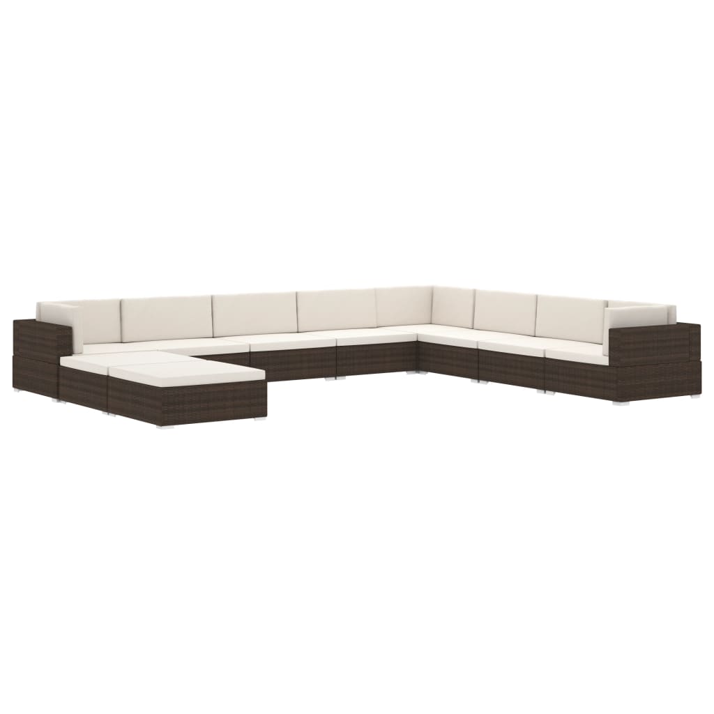 Seduta Centrale Modulare 1 pz con Cuscini in Polyrattan Nero - homemem39