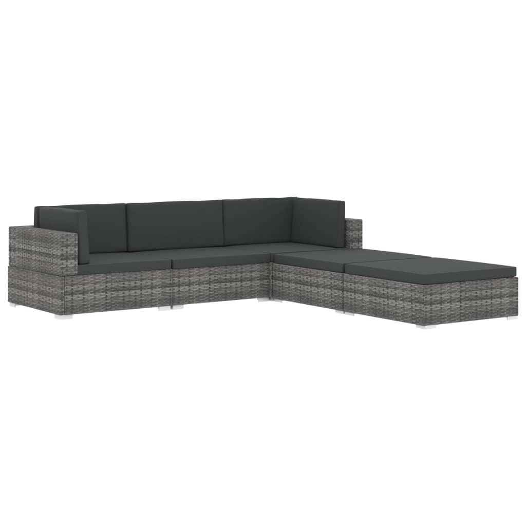 Seduta Centrale Modulare 1 pz con Cuscini in Polyrattan Nero - homemem39