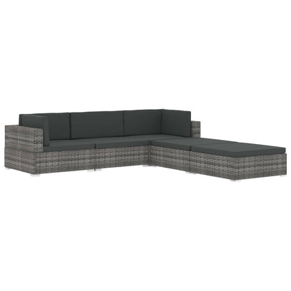 Seduta Centrale Modulare 1 pz con Cuscini in Polyrattan Nero - homemem39