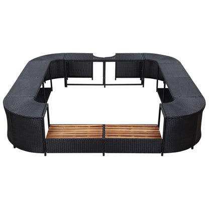 Bordo per Vasca da Spa Quadrato Nero 268x268x55 cm Polyrattan