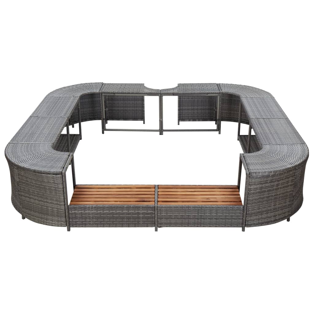 Bordo Spa Quadrato Grigio 268 x 268 x 55 cm in Polyrattan