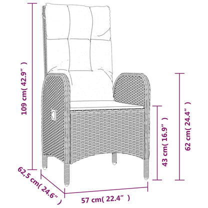 Sedie da Giardino 2 pz in Polyrattan Grigio