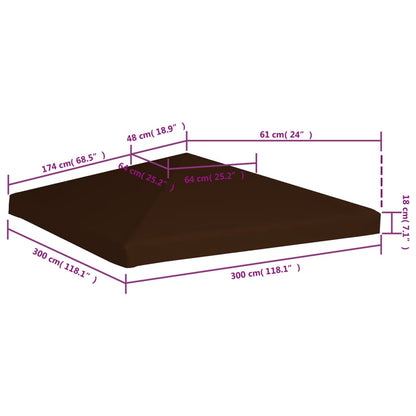 Copertura Superiore per Gazebo 310 g/m² 3x3 m Marrone - homemem39