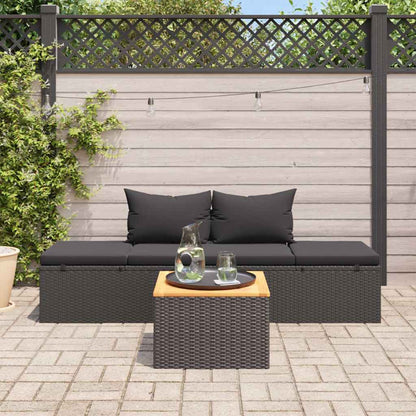 Lettino Prendisole con Cuscini in Polyrattan Nero - homemem39