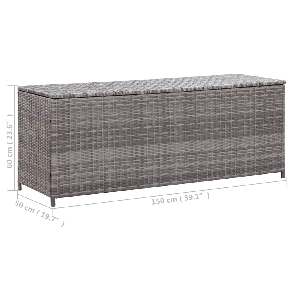 Baule da Giardino Grigio 150x50x60 cm in Polyrattan