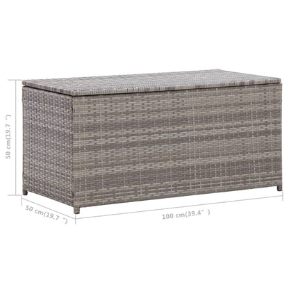 Baule da Giardino in Polyrattan 100x50x50 cm Grigio