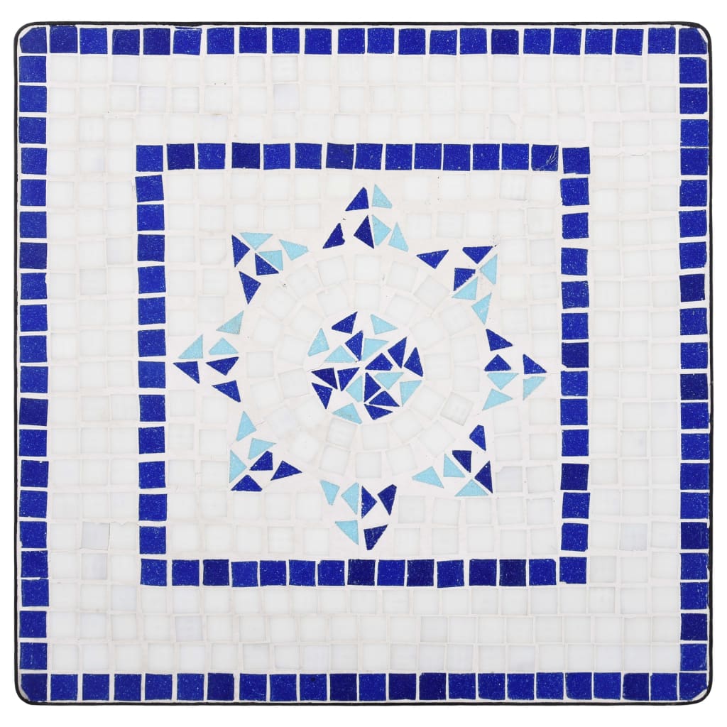 Tavolino da Bistrot con Mosaico Blu e Bianco 60 cm in Ceramica - homemem39