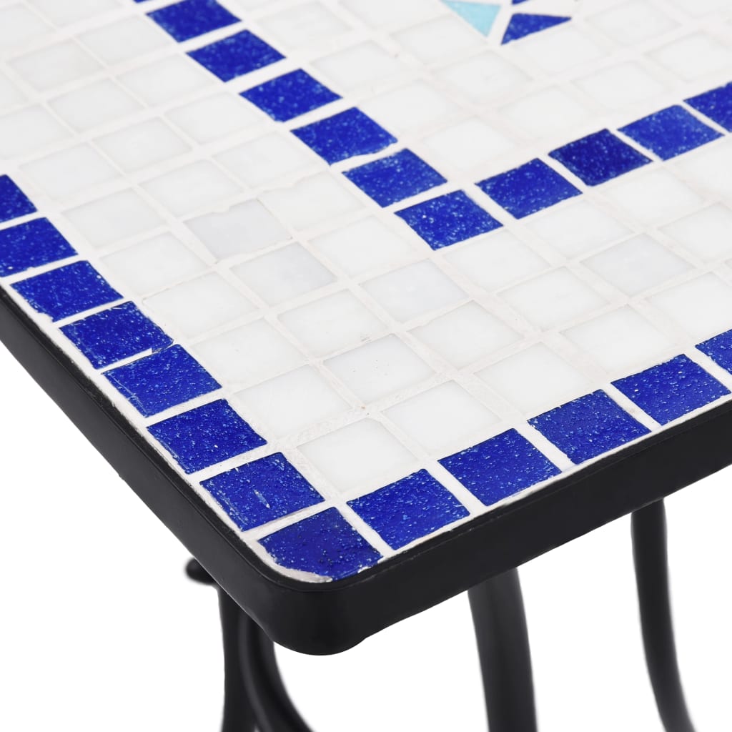 Tavolino da Bistrot con Mosaico Blu e Bianco 60 cm in Ceramica - homemem39