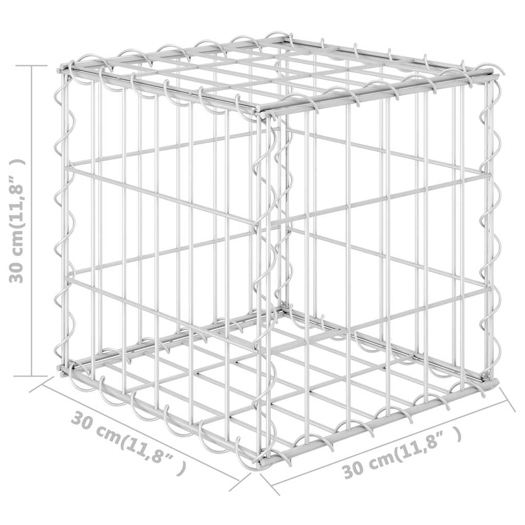 Gabbione Letto Rialzato a Cubo in Filo di Acciaio 30x30x30 cm