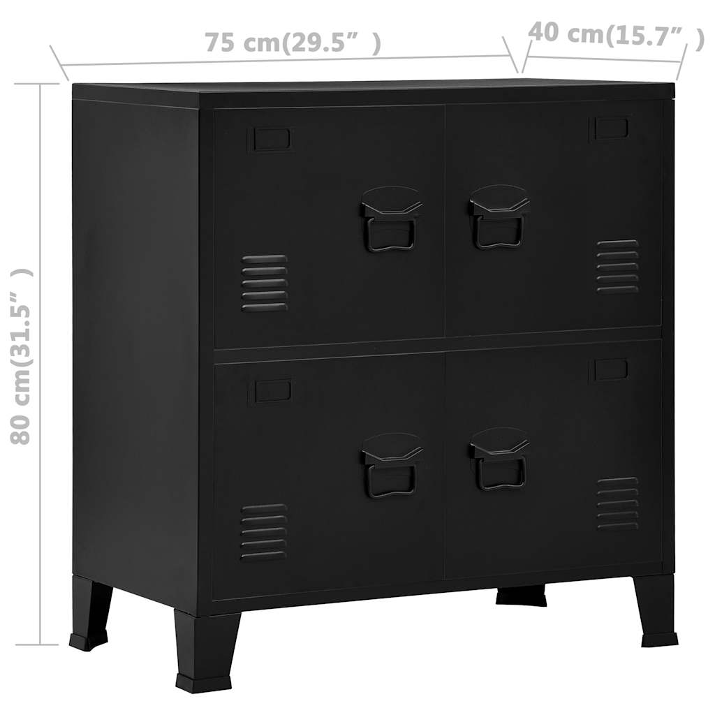 Armadio Classificatore Industriale Nero 75x40x80 cm in Acciaio - homemem39