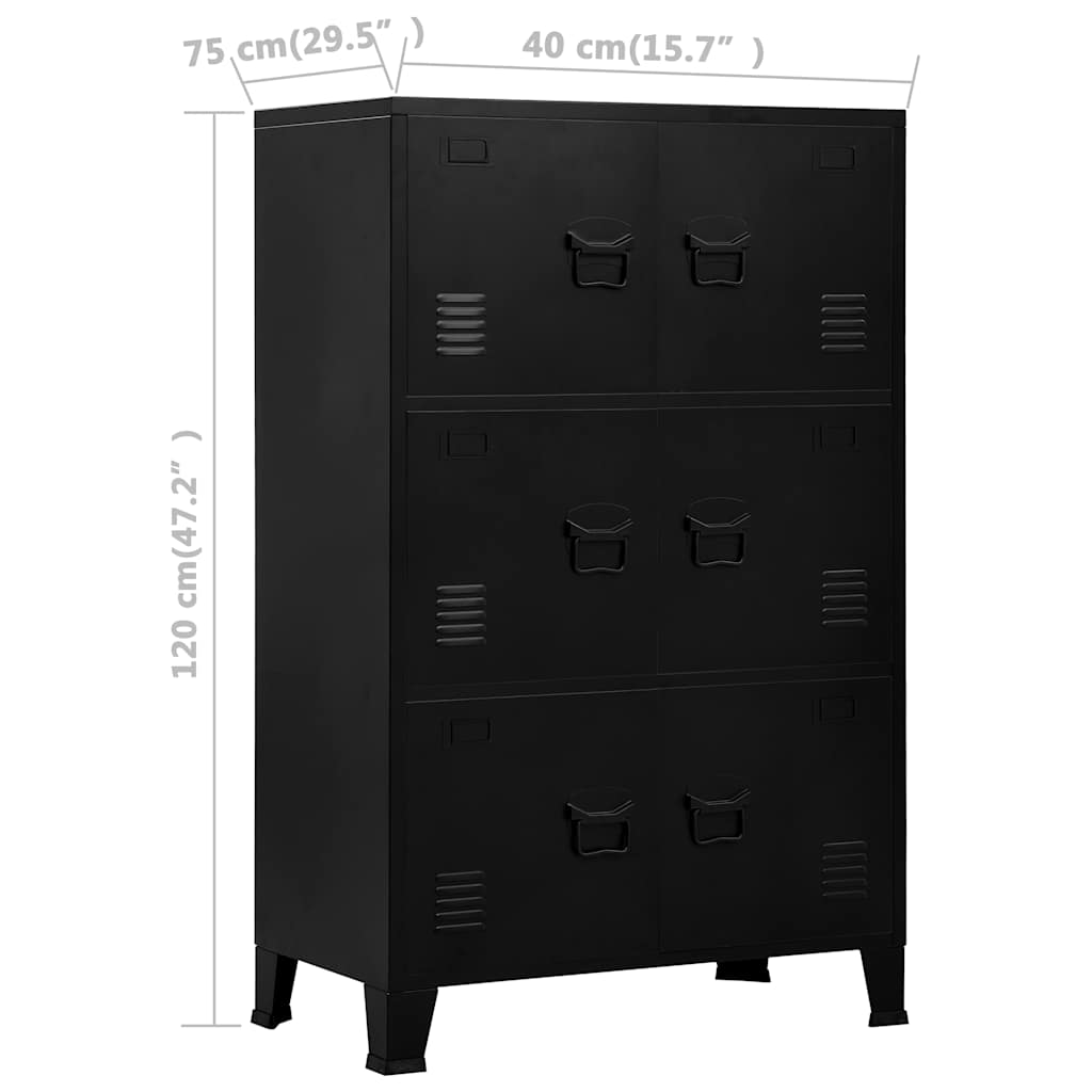 Armadio Classificatore Industriale Nero 75x40x120 cm in Acciaio