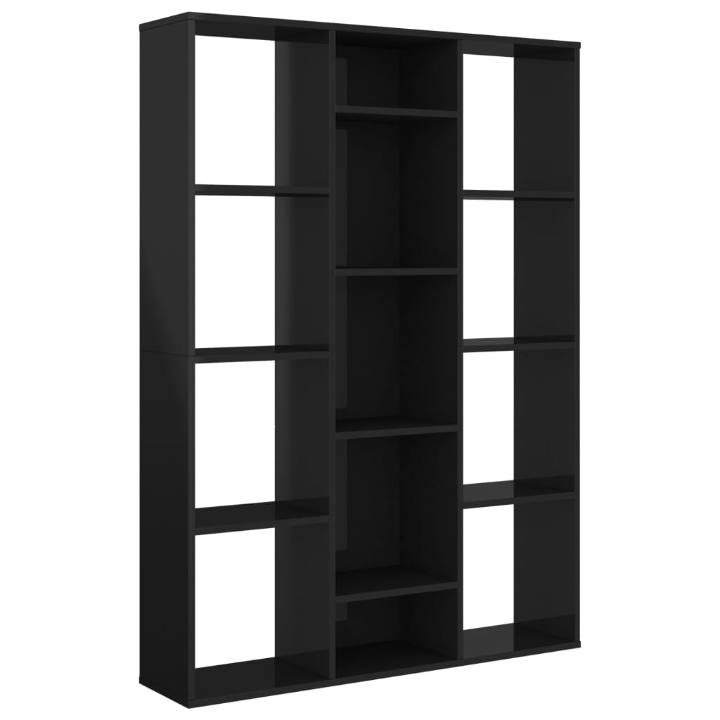 Libreria/Divisorio Nero Lucido 100x24x140 cm Legno Multistrato - homemem39