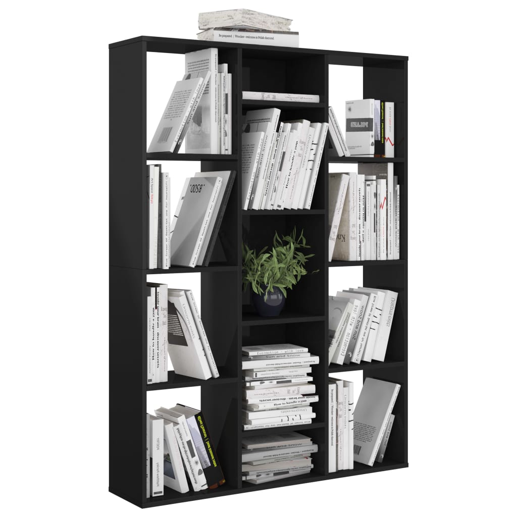 Libreria/Divisorio Nero Lucido 100x24x140 cm Legno Multistrato - homemem39