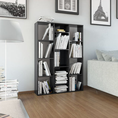 Libreria/Divisorio Nero Lucido 100x24x140 cm Legno Multistrato - homemem39