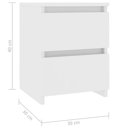 Comodini 2 pz Bianco 30x30x40 cm in Legno Ingegnerizzato