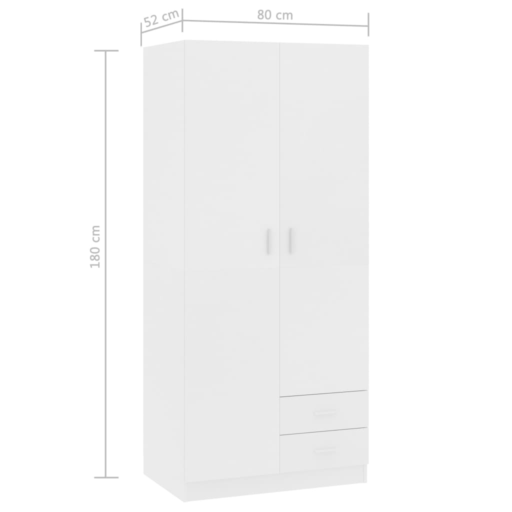 Armadio Bianco 80x52x180 cm in Legno Multistrato - homemem39