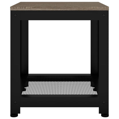 Tavolino Grigio e Nero 40x40x45 cm MDF e Ferro