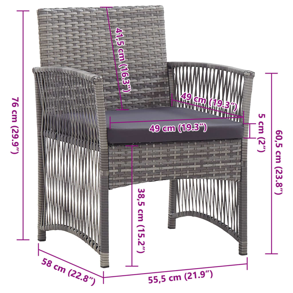 Poltrone da Giardino con Cuscini 2 pz Antracite in Polyrattan - homemem39