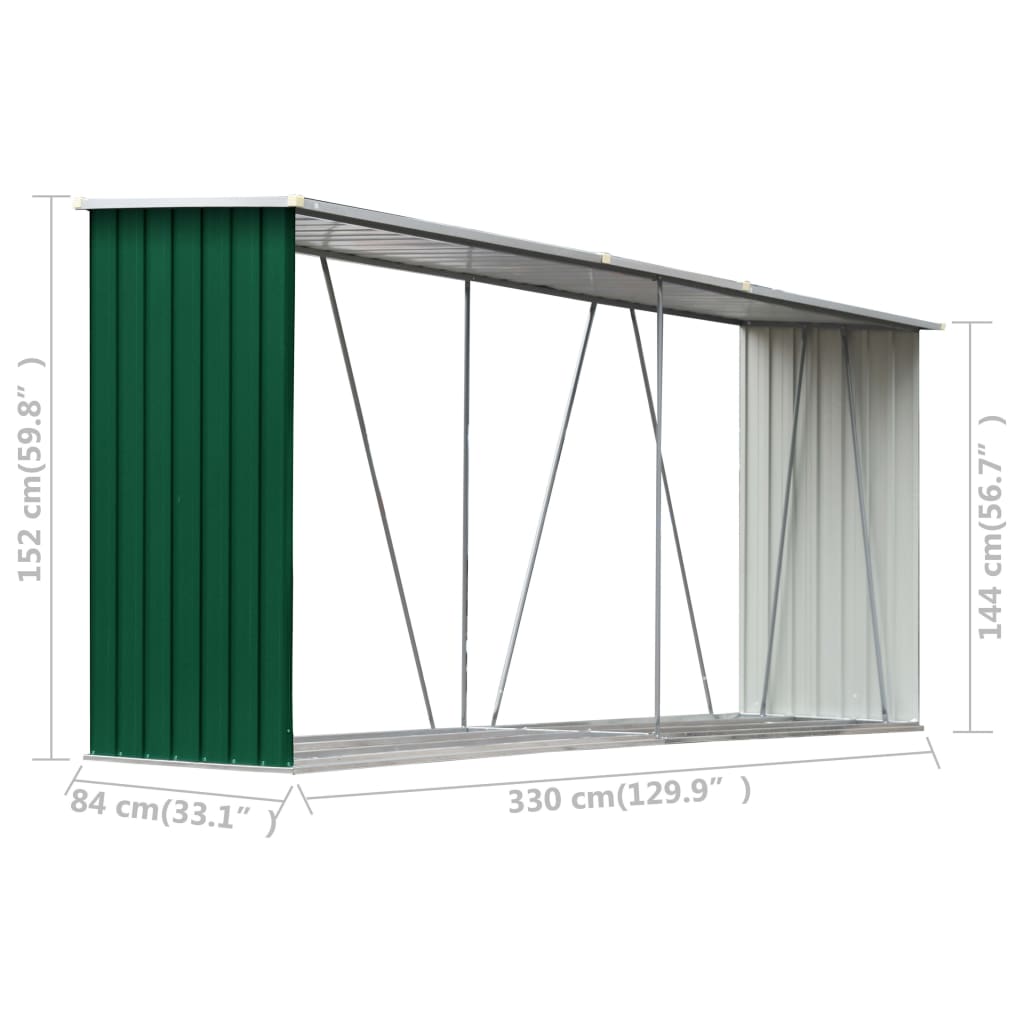 Capannone da Giardino in Acciaio Zincato 330x84x152cm Verde - homemem39