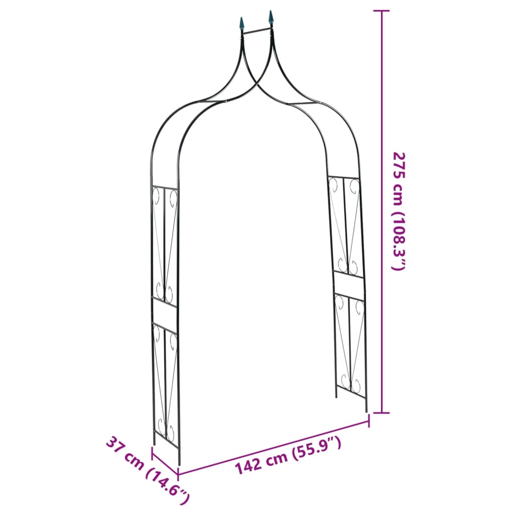 Arco da Giardino Verde Scuro 120x38x258 cm in Ferro - homemem39