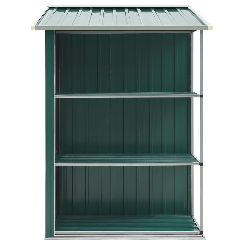 Capanno da Giardino con Scaffali Verde 205x130x183 cm in Ferro