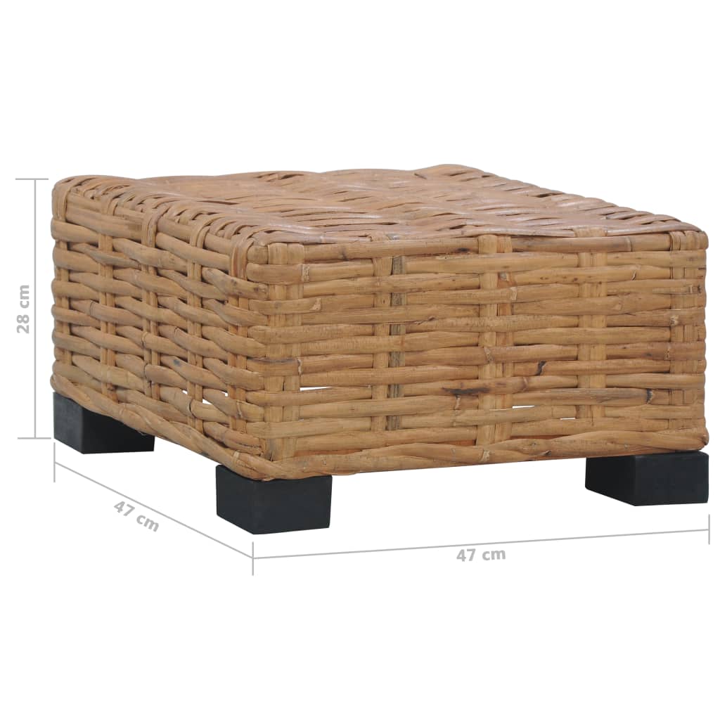 Tavolino da Salotto 47x47x28 cm in Rattan Naturale - homemem39